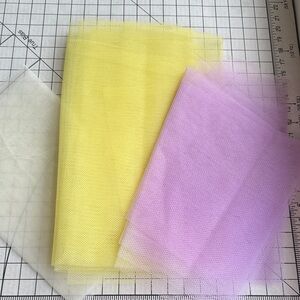 Pastel Tulle Fabric Lot – 3 Remnants (Pink, Yellow, White) • 1+ Yard Each